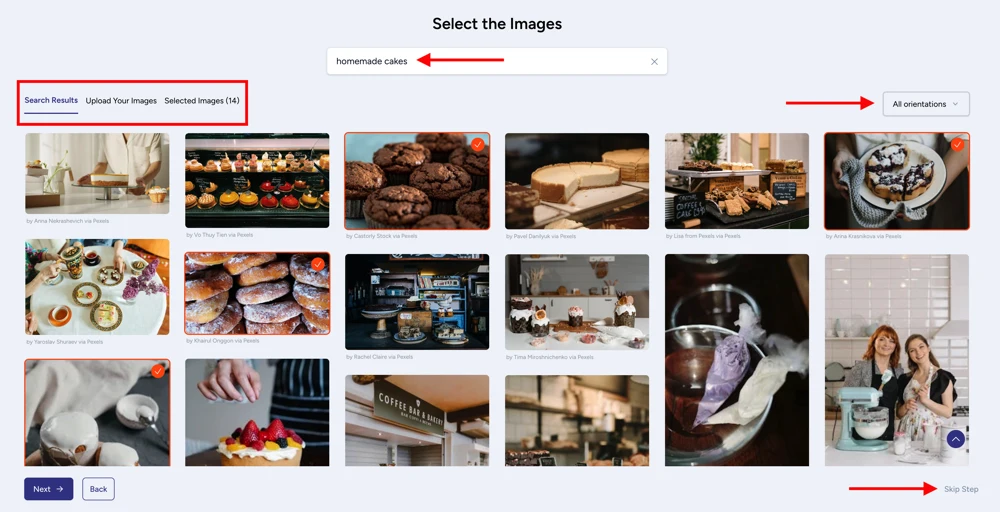 Choose images for your website