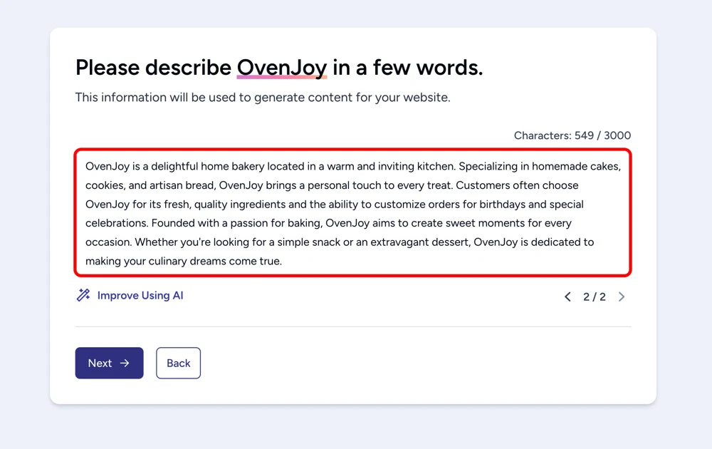 Improve content with ai